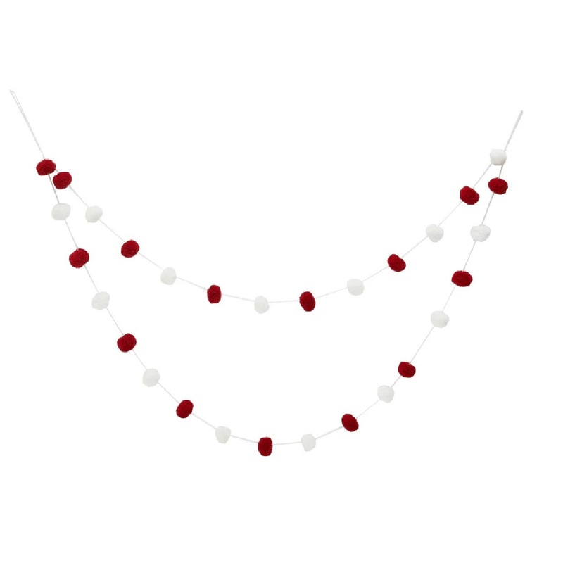 Ruby & White Pompom Garland