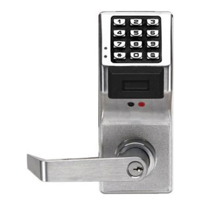 Alarm Lock PDL3000IK-US26D Trilogy Series PIN/Prox Digital Cylindrical Keyless Lock Straight Leverset with Best Core Override in Satin Chrome