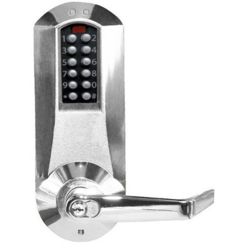 Eplex E5235XKWL-626-41 Pushbutton Cylindrical Lever Lock with Kaba 90 Keyway in Satin Chrome
