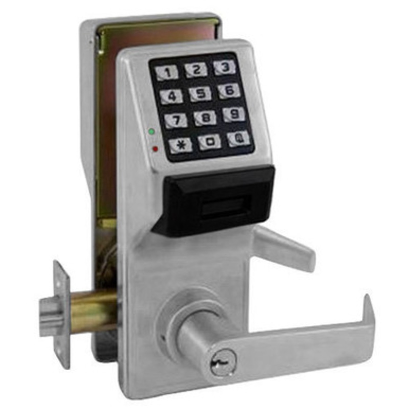 Alarm Lock PDL5300IC US26D Pin Code and Card/FOB reader Cylindrical Door Lock, Double Sided, with Prox Reader, 2000 Users, 40,000 Event Audit Trail, Weatherproof, Straight Lever, SFIC Prep, Less Core, Satin Chrome