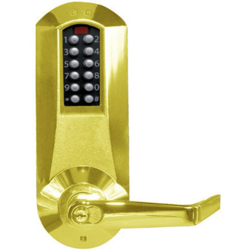 Eplex E5010XKWL-605-41 Pushbutton Exit Trim Lever Lock with Kaba 90 Keyway in Bright Brass