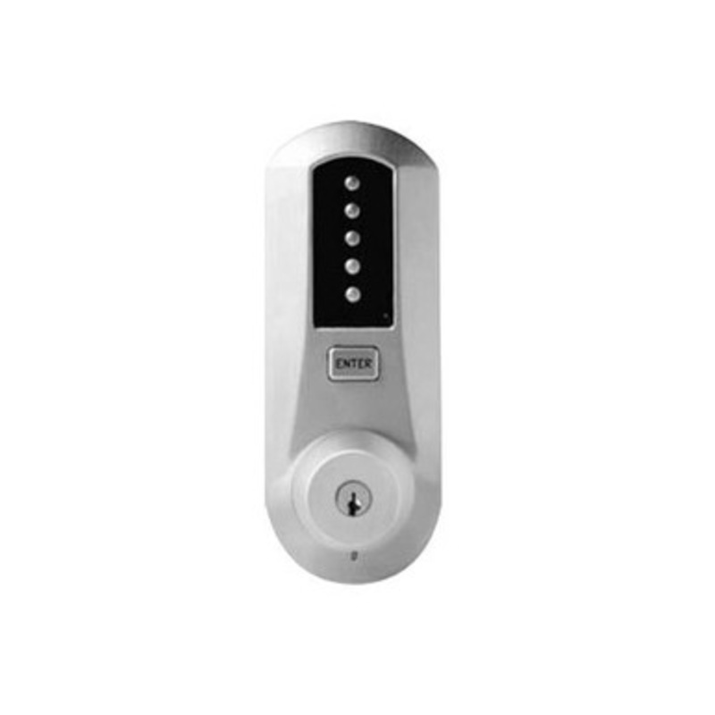 Simplex 5041XSWK-26D-41 Pushbutton Knob Lock with Schlage Core override in Satin Chrome