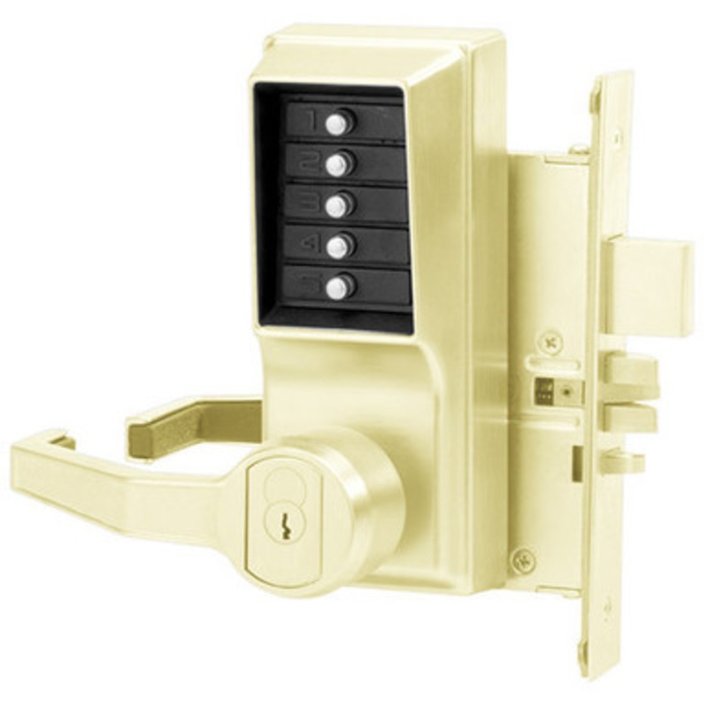 Simplex LR8148R-05-41 Pushbutton Mortise Lock with Lever Sargent Core override in Antique Brass
