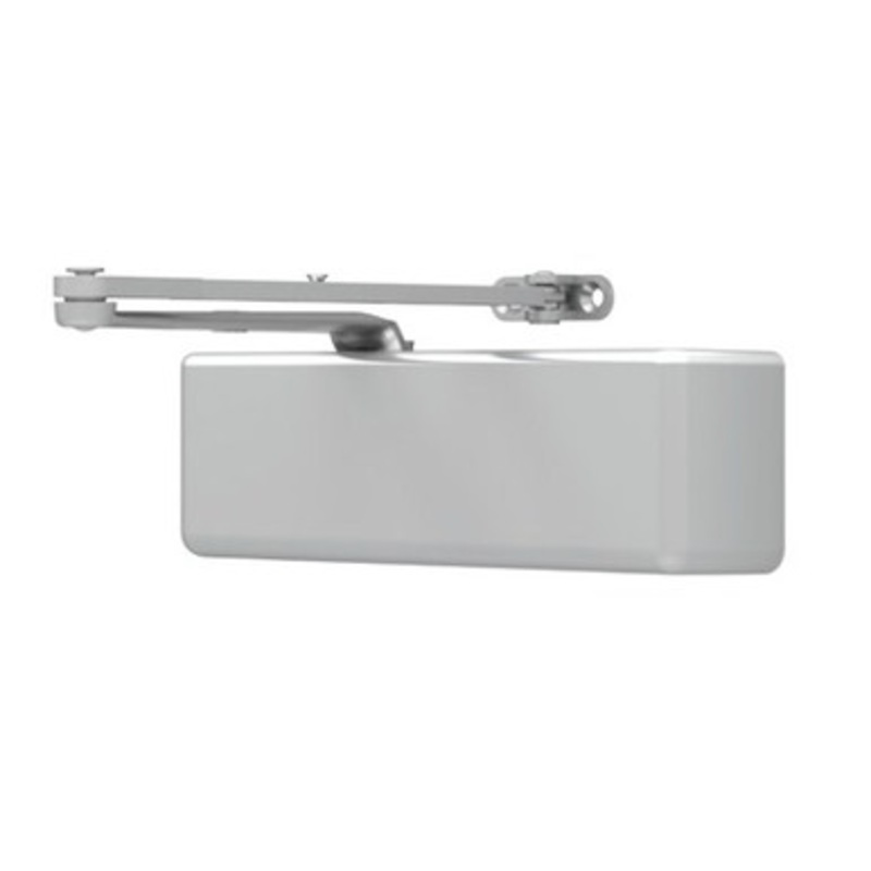 LCN 4011T-BUMP-MC-LH-AL-SRI-WMS Surface Mount Door Closer with Bumper Pull Side Mounted Left Hand Arm Screw in Aluminum Special Rust Inhibitor WMS Finish