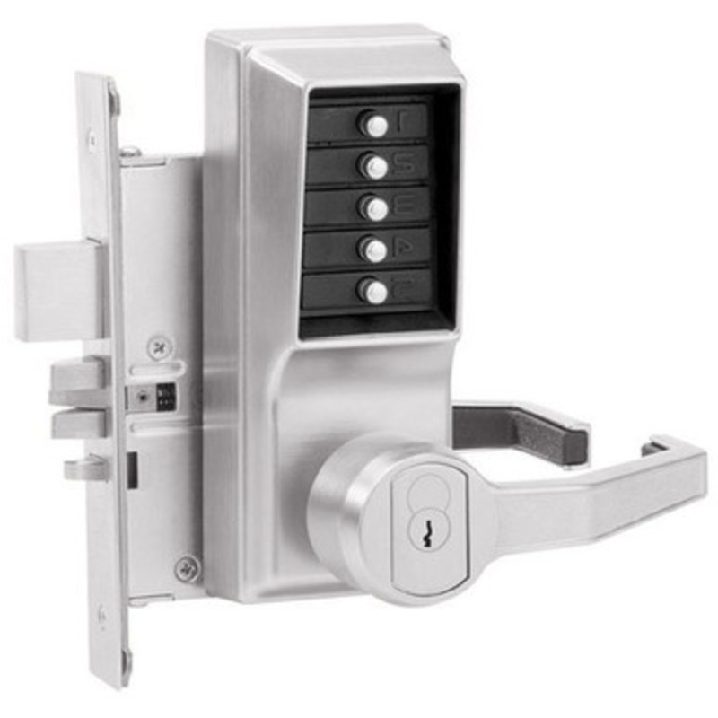 Simplex RR8146C-26D-41 Pushbutton Mortise Lock with Lever Corbin Core override in Satin Chrome