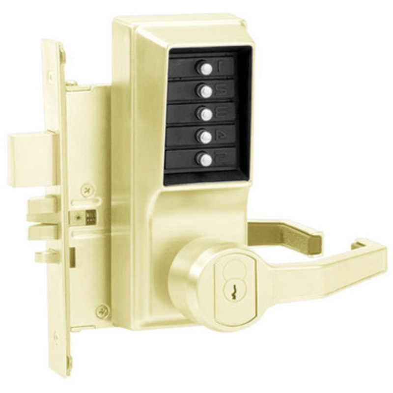 Simplex RR8148C-05-41 Pushbutton Mortise Lock with Lever Corbin Core override in Antique Brass