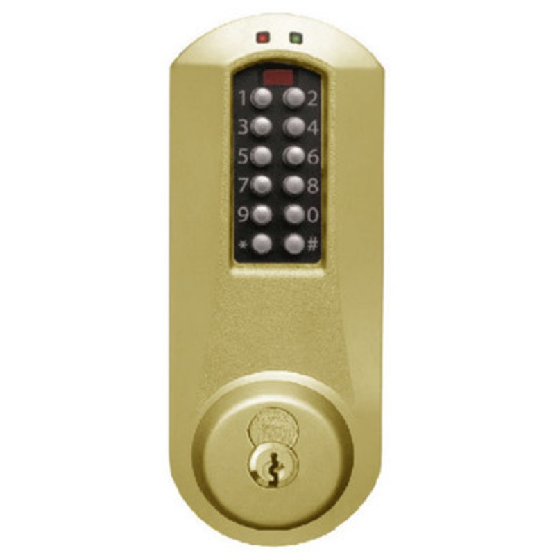 Eplex E5031RWK-606-41 Pushbutton Cylindrical Knob Lock with Sargent Core Override in Satin Brass