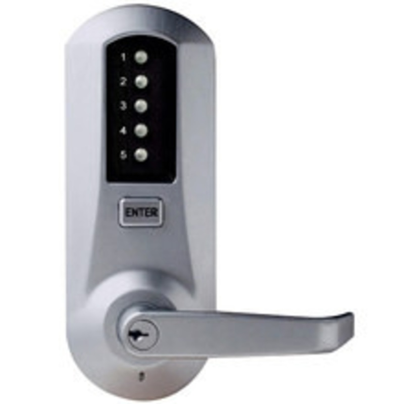 Simplex 5031CWLl-26D-41 Pushbutton Lever Lock with Corbin Core override in Satin Chrome