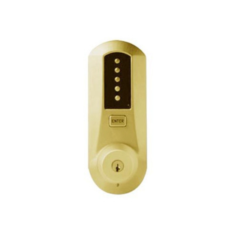 Simplex 5041XSWK-04-41 Pushbutton Knob Lock with Schlage Core override in Satin Brass