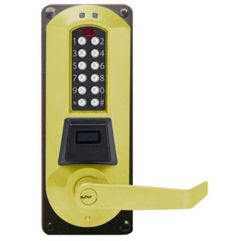 Eplex E5086MWL-605-41 Electronic Pushbutton Lever Lock with Medeco Core Override Mortise Lock in Bright Brass