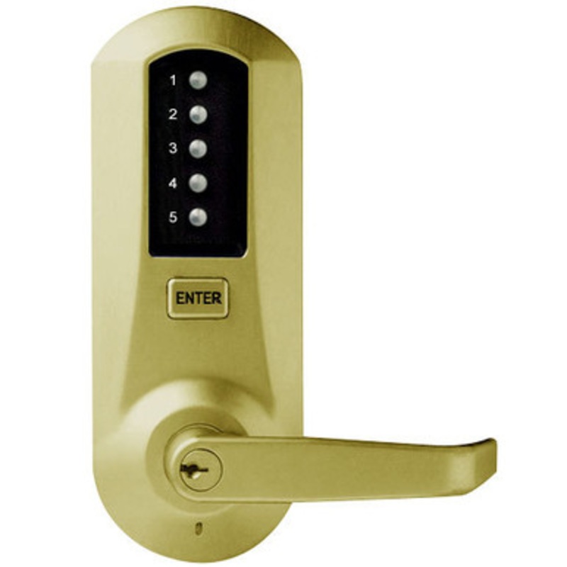 Simplex 5041XSWL-04-41 Pushbutton Lever Lock with Schlage Core override in Satin Brass