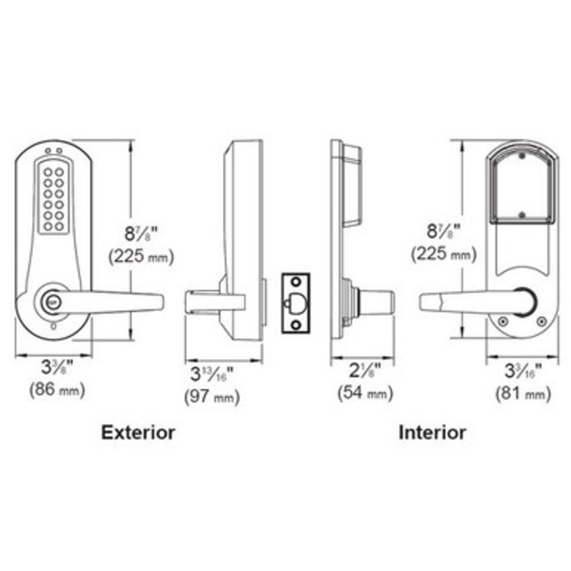 Eplex E5235XSWL-626-41 Pushbutton Cylindrical Lever Lock with Schlage ‘C’ Keyway in Satin Chrome