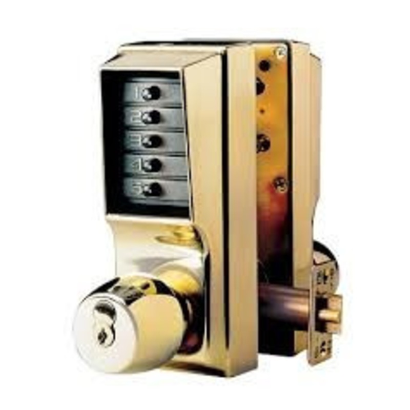 Simplex EE1021S/EE1021S-03-41 Cylindrical PBL Lock With knob 1/2in Thrw Float Fp With 2-3/4in Bs in Bright Brass