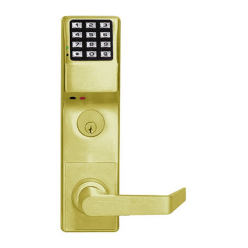 Alarm Lock DL3500CRR-US3 Trilogy Series Digital Mortise Keyless Pin Lock Straight Leverset in Polished Brass
