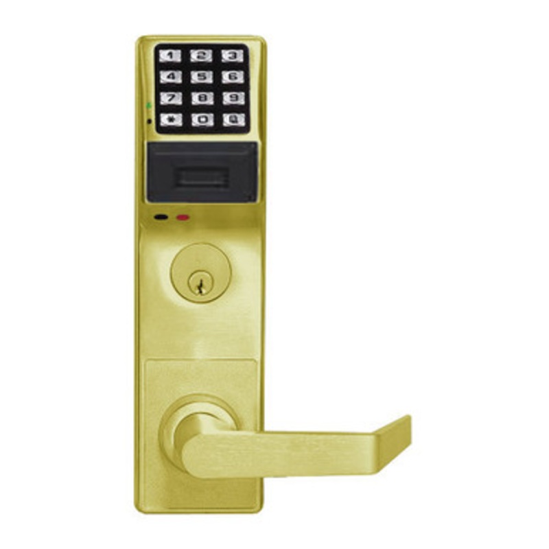 Alarm Lock PDL3500CRL-US3 Trilogy Series Digital Mortise Keyless Pin/Prox Lock Straight Leverset in Polished Brass