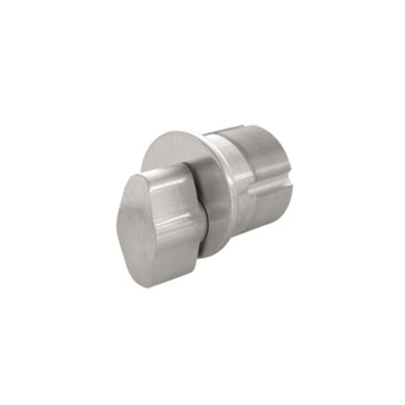 Thumb Turn Cylinder, 1-1/8 Mortise, Satin Chrome Finish, Standard Cam