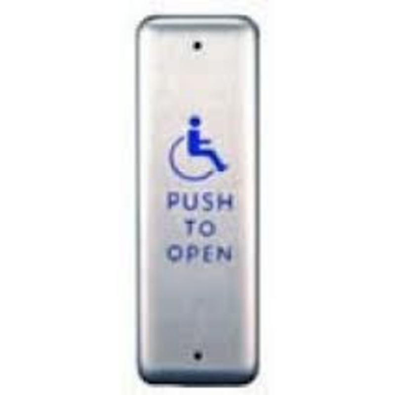 Stanley Hardware CL2055 Jamb 1-1/2 x 4-3/4 Stainless Steel Plate w/ Accessibility Logo & Push To Open Text