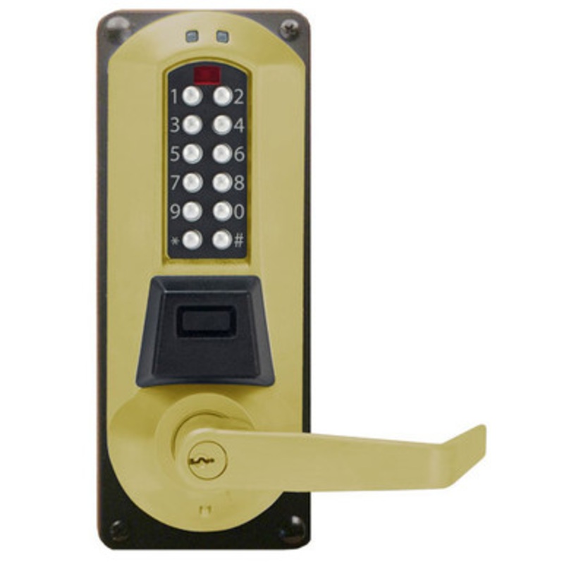 Eplex E5086RWL-606-41 Electronic Pushbutton Lever Lock with Sargent Core Override Mortise Lock in Satin Brass