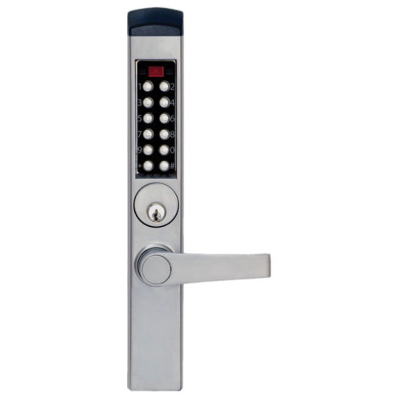 KABA Simplex / Eplex Kaba E-Plex E3765MSNL-626-41 Lever Electronic Push Button and PROXIMITY Card Reader Lock Narrow Stile (Schlage C Keyway) in Satin Chrome Finish.
