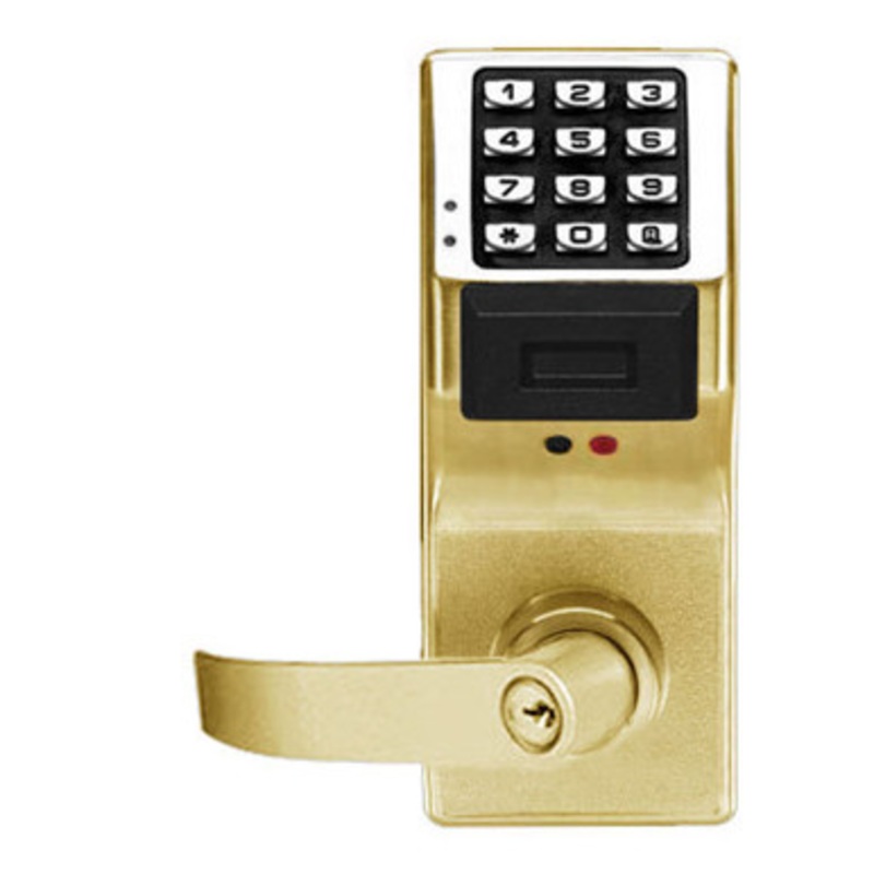 Alarm Lock PDL3075IC-US3 Trilogy Series PIN/Prox Digital Cylindrical Keyless Lock Regal Leverset with Best Core Override in Polished Brass