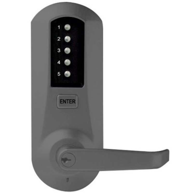 Simplex 5051XKWL-676-41 Pushbutton Lever Lock with Kaba Key override in Black with Satin Chrome Accents