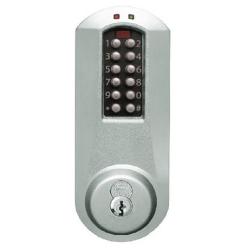 Eplex E5231SWL-625-41 Pushbutton Cylindrical Lever Lock with Schlage Core Override in Bright Chrome