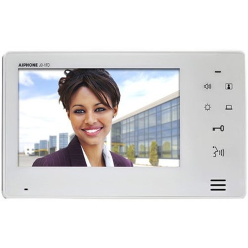Aiphone JO-1FD  Video Intercom Expansion Station, Wall Mount, 18 VDC, 420 Milliampere, 7 TFT Color LCD, 9-1/16 Width x 13/16 Depth x 5-1/8 Height, White