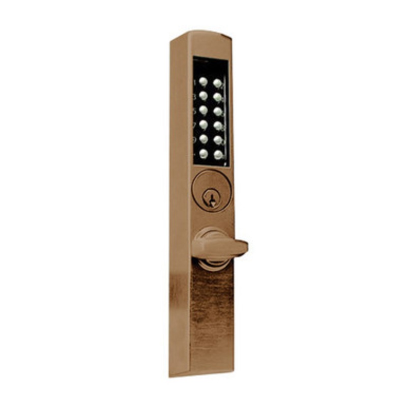Eplex E3065BNT-RU-744-41 3000 Mortise Dlatch Lock Nrw Stile Tturn/Remote Unlock in Dark Bronze with Brass Accents