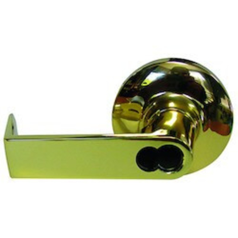 GENERAL LOCK  L170R-360 605 IC 234 S ANSI Cylindrical Leverset, Mechanical, Clutched R-Lever, Grade-1, Square Latch, SFIC Keyway, 360 Degree, 2-3/4 Backset, ANSI F84 Strike, Bright Brass, For Classroom