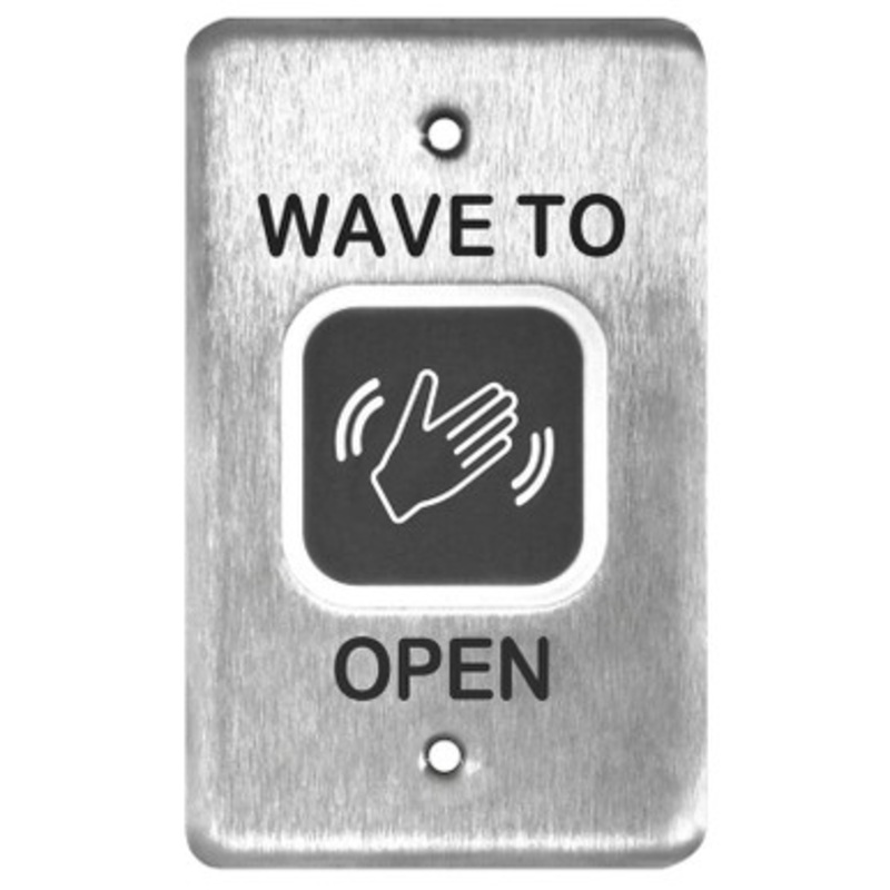 LCN 8310-810S Heavy Duty Touchless Actuator, Single Gang , Text & Wave Icon, Satin Stainless Steel