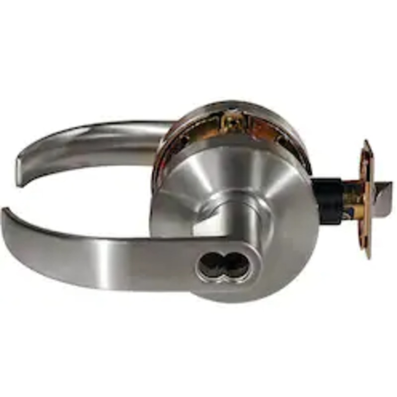 Cylindrical Leverset, Rigid Curved Lever, Grade-2, Square Latch, SFIC Keyway (less core), 2-3/4 Backset, ANSI