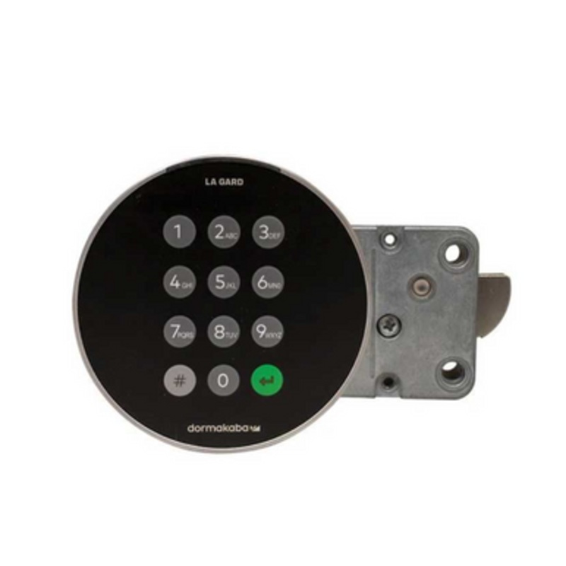 Dormakaba LA GARD LGK-BASIC-SW-00-SC Basic Keypad & Swing Bolt Lock Assembly, Dual Handed, Requires One (1) 9 Volt Battery, 6 Spindle, Satin Chrome