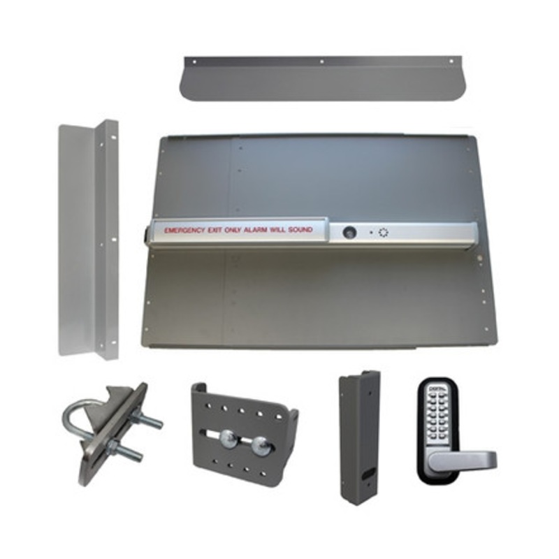LOCKEY ED65 Edge Panic Shield Security Kit with LockeyUSA PB2500 Alarm Bar