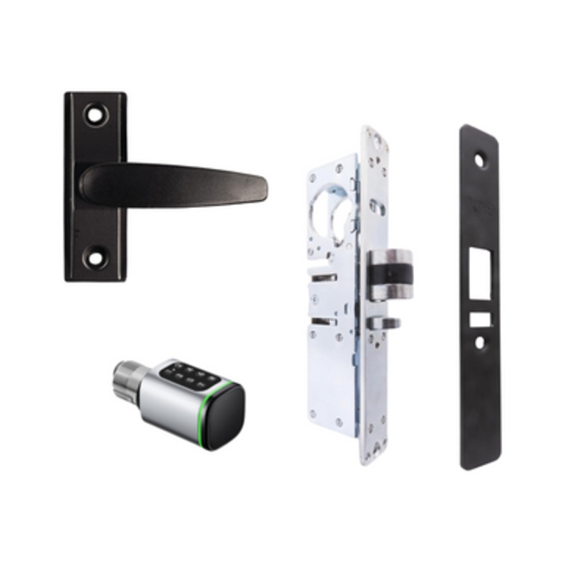 Smart WiFi Storefront Mortise Deadlatch Lock with Lever Handle Latch Kit in Bronze