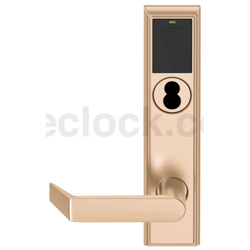 Schlage Electronics LEMS-ADD J 06 612 RH Grade 2 Schlage ENGAGE Series Wireless Mortise Lock, 125kHz Proximity Reader, Schlage FSIC Prep, Less Core, Mobile Enabled LED indicator, 06 Lever, Addison Trim, Satin Bronze Clear Coated Finish, Right Hand