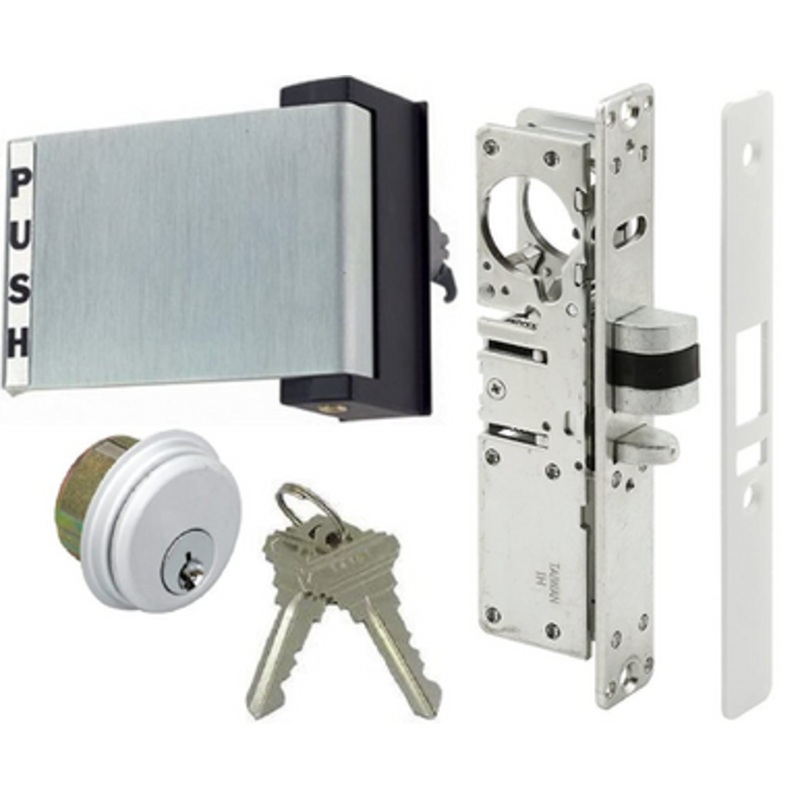 Storefront Mortise Deadlatch Lock Exit Paddle Handle Latch Kit in Aluminum Finish