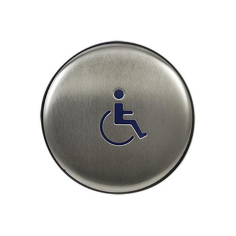 10EMR6L BEA Activation Plates Panther plate, 6 In. round push plate, slim profile, blue handicapped logo only