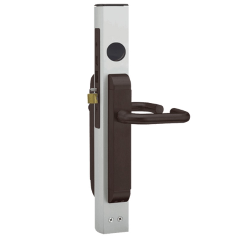 Adams Rite 2190-412-202-10B Dual Force Interconnected Lock, 1-1/2 Backset, Flat Strike, Dark Bronze Faceplate, Electrified 02 Round Lever Trim, Oil Rubbed Bronze