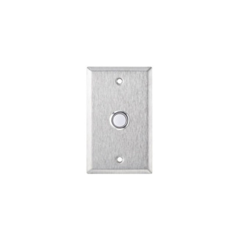 Alarm Controls RP-100 Single Gang Stainless Steel Wall Plate With N/O White Flush Push Button