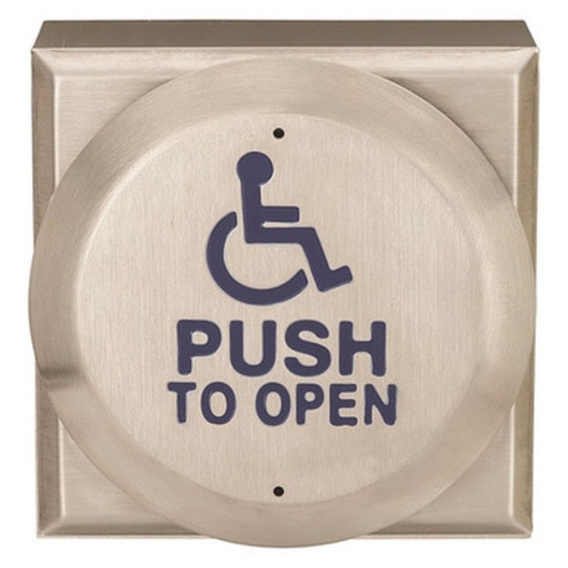 Locknetics / Locknetics Access Control Accessories PPH-100-AL  Locknetics Activation Plates Push Plate Switch, Round, Ada Push To Open, Stainless Steel