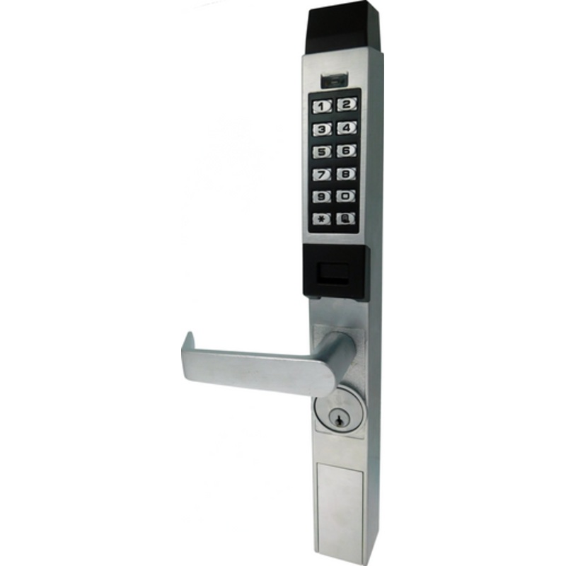 Alarm Lock NETWORX PDL1300NWET-26D Wi-Fi Narrow Style Storefront Style Exit Bar Trim Proximity and/or Pin Code Access in Satin Chrome Finish