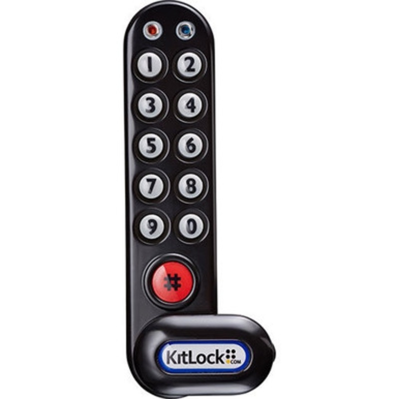 CODELOCKS – KL1006KIT-BLK Black Color Finish Zinc Alloy KitLock Electronic Cabinet Lock, Upgraded Batteries, Vertical, 3/8-1 1/8 Spindle Length