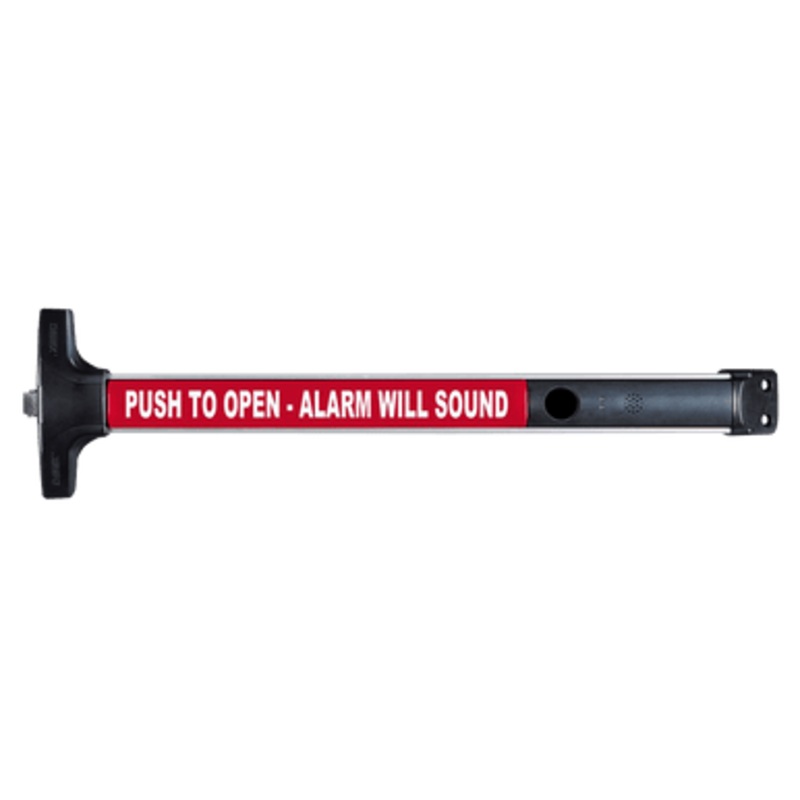 Detex V40 EA FC3 CD 628 99 36 Value Series Wide Stile Rim Exit Device, Cylinder Dogging, 99 Surface Strike, Hardwired Electric Alarm, 36 Device, Satin Aluminum Clear Anodized Finish