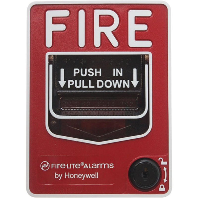 FIRELITE HONEYWELL BG-12L Dual-Action Pull Station with SPST N/O Switch, Screw Terminal Connections, Key Lock