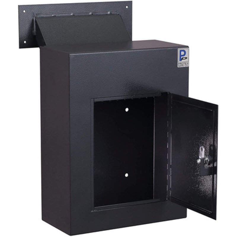 Protex Safe WDC-160E II Protex Wall Drop Box with Adjustable Chute with Electronic Keypad in BLACK