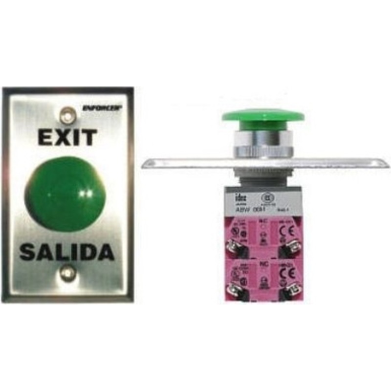 SECO-LARM 1 1/2 GREEN MUSHROOM-CAP BUTTON. DPDT SWIT