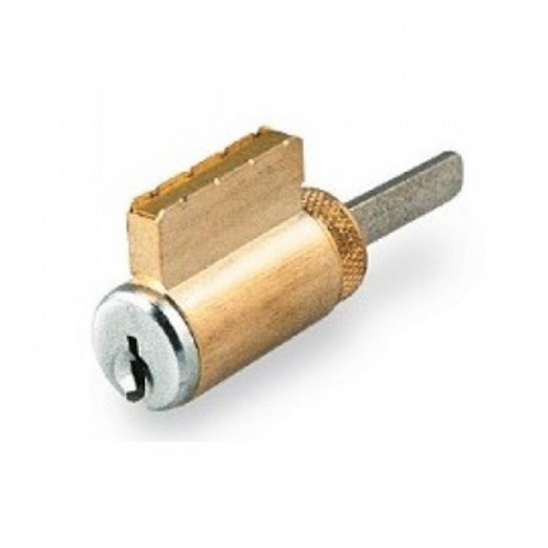 Key-In-Lever Cylinder, Universal, Schlage Style, 6-Pin, Schlage C Keyway, 0-Bitted, 2-Key Blank, Solid Brass, Satin Brass, With Screw-On End Cap