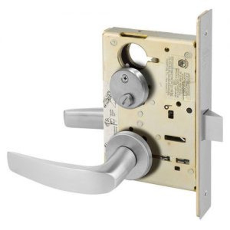 Sargent 8215 LNB 26 Grade 1 Passage or Closet Mortise Lock, B – Lever, LN – Rose, Field Reversible, ASA Strike, Bright Chrome