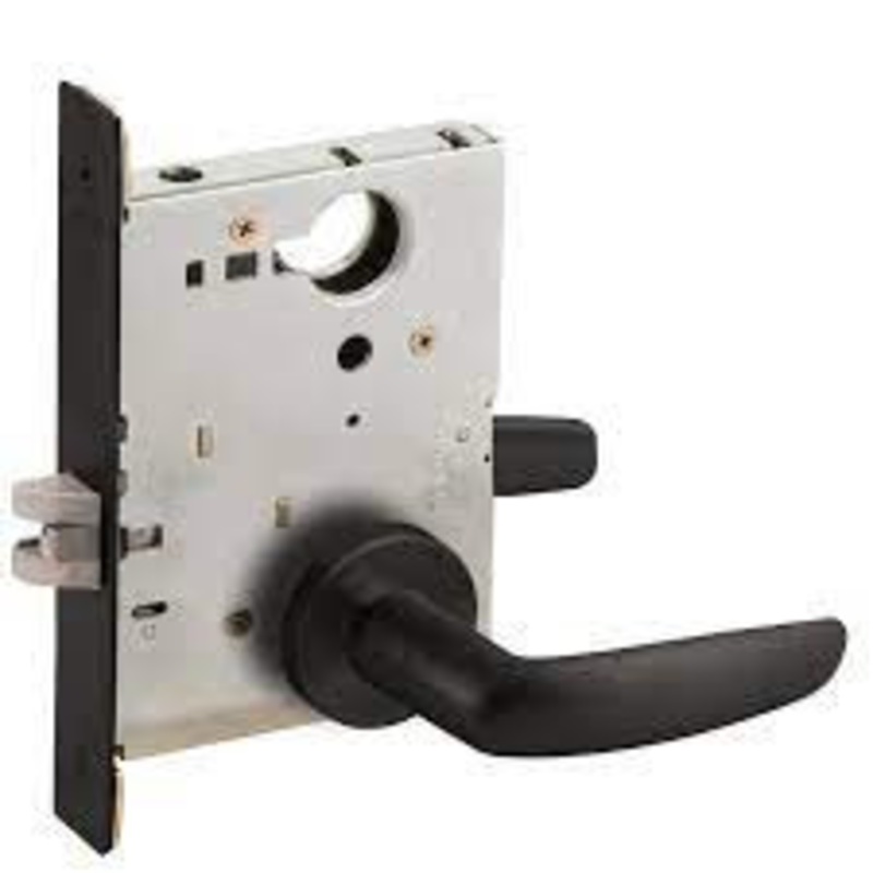 Schlage L9010 07A 622 Grade 1 Passage Latch Mortise Lock, 07 Lever, A Rose, Flat Black Coated Finish, Field Reversible