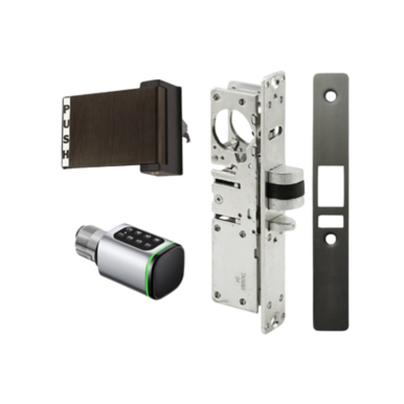 Smart WiFi Storefront Mortise Deadlatch Lock Kit in Bronze/Black Finish